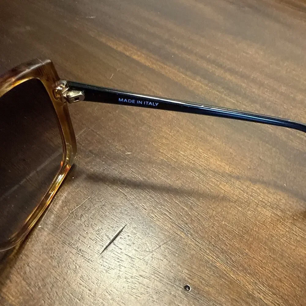Bonneau Womens Sunglasses Butterfly Style Lenses Yellow Black Gold Frame